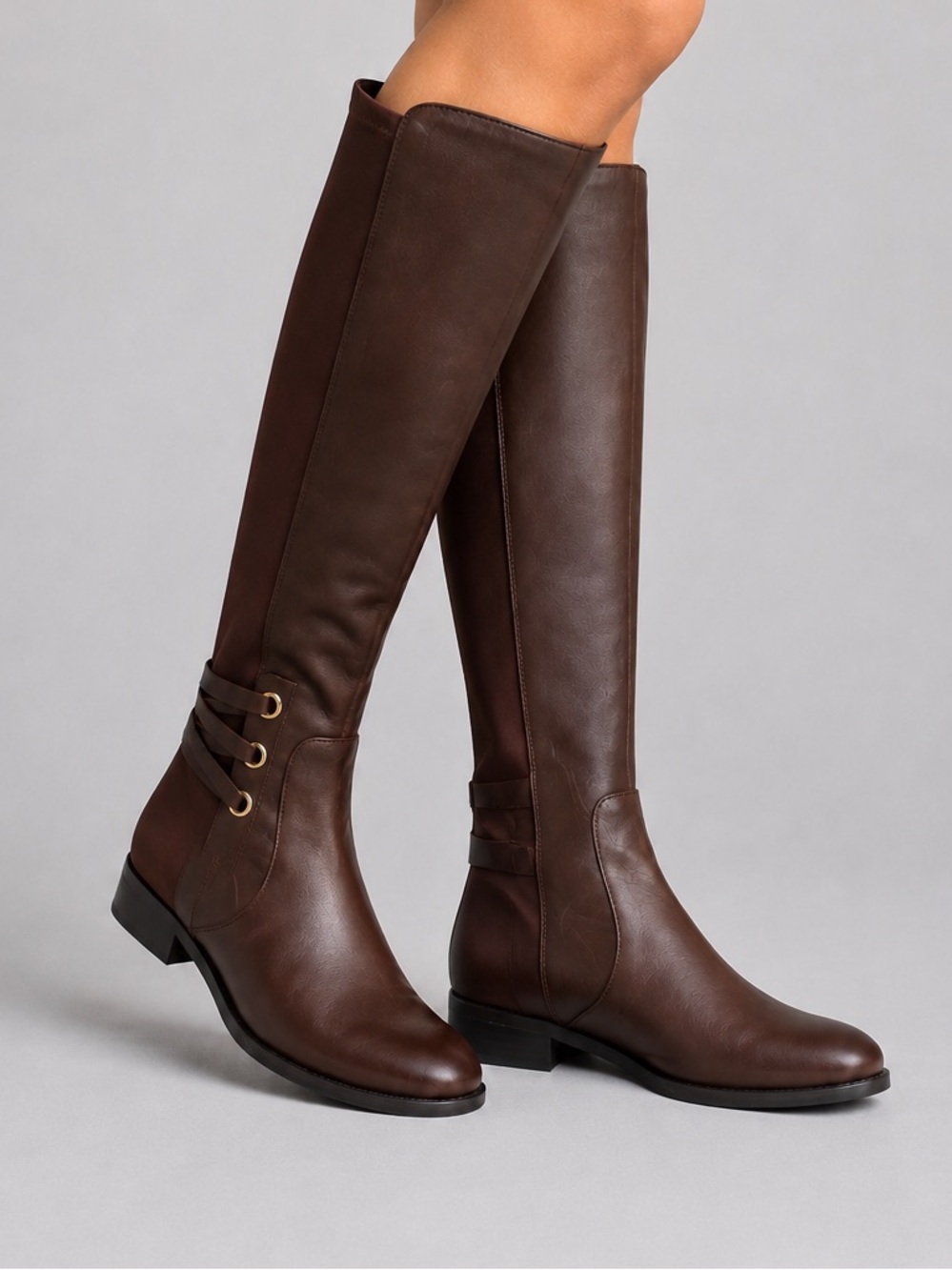 🆕🌰Vince Camuto Pauletta Brown Leather Stretch Knee-High Riding Boots 6.5M Party